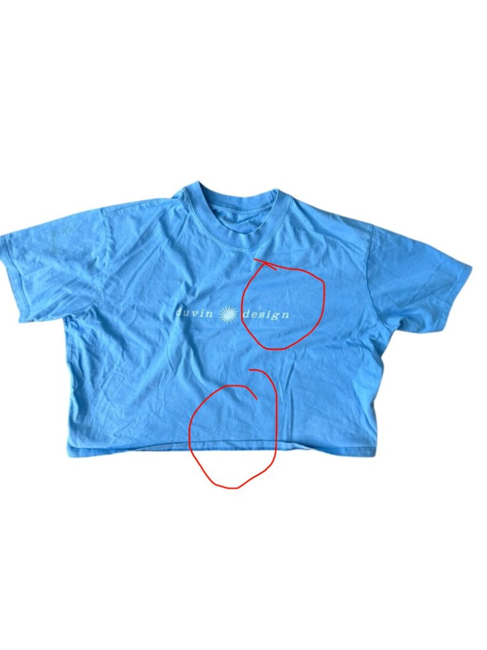 Duvin Design Cropped "Damn It's Hot" Tee- M- Blue - Picture 2 of 7